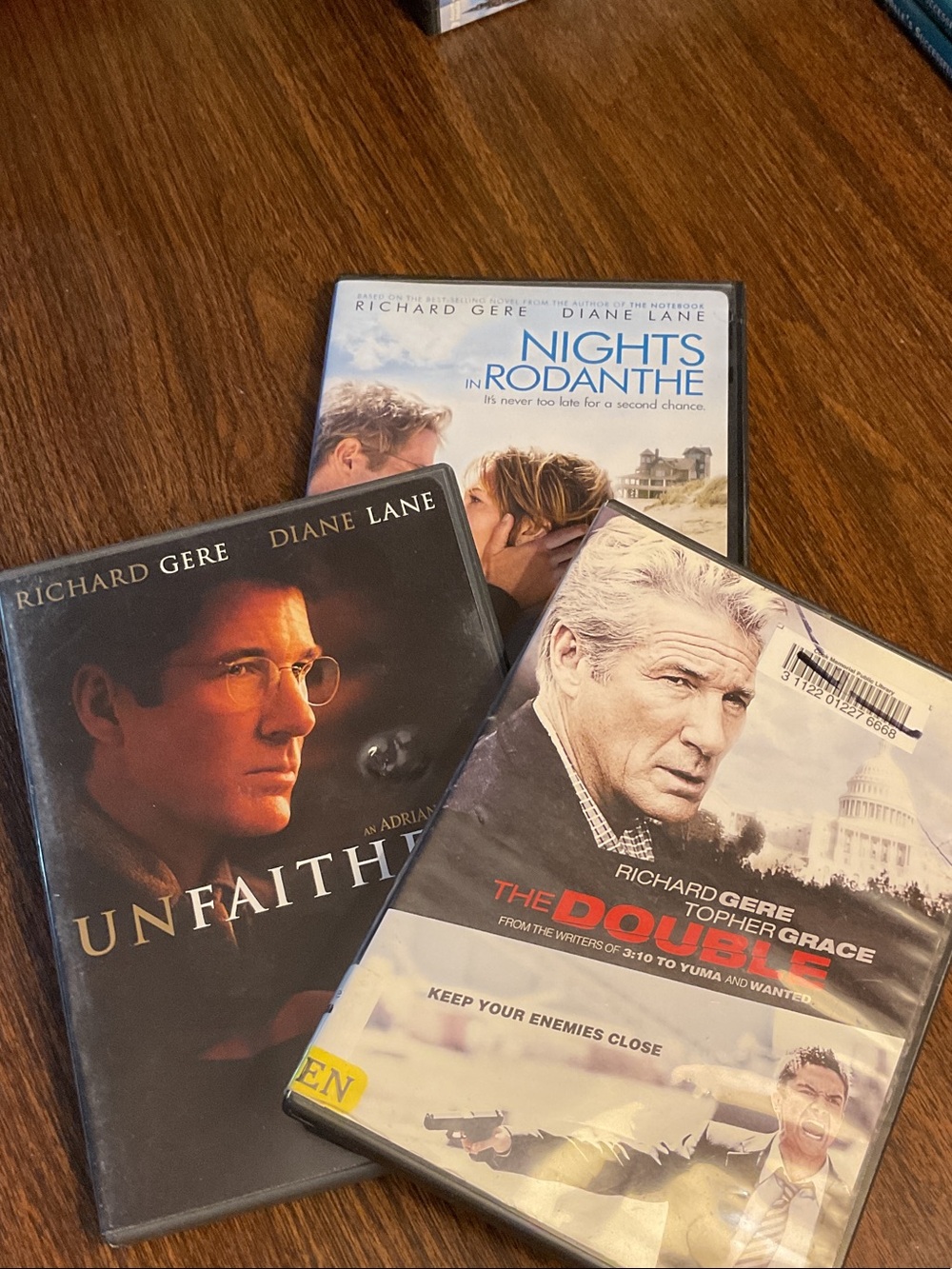 Set of 3 Richard Gere DVDs — Unfaithful, The Double, Nights in Rodanthe